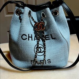 Blue & black bucket style shoulder/ crossbody bag